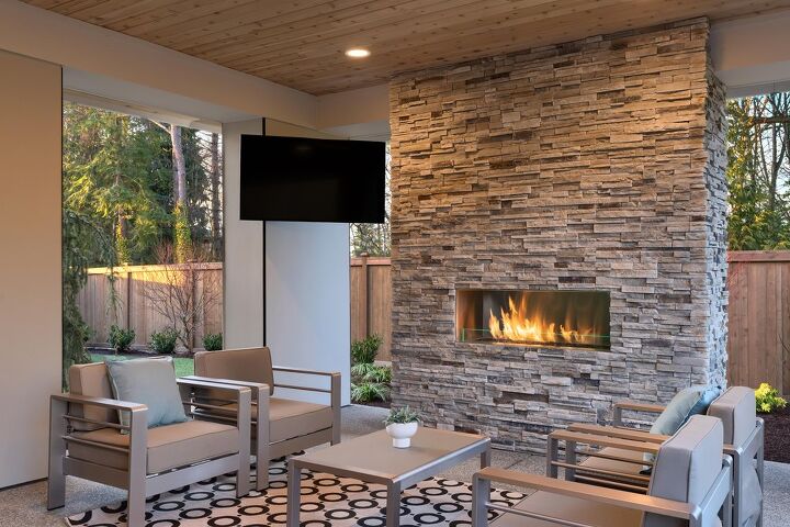 how to update a 1970 s stone fireplace