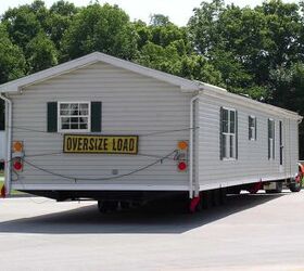 Mobile home stops in a rest area