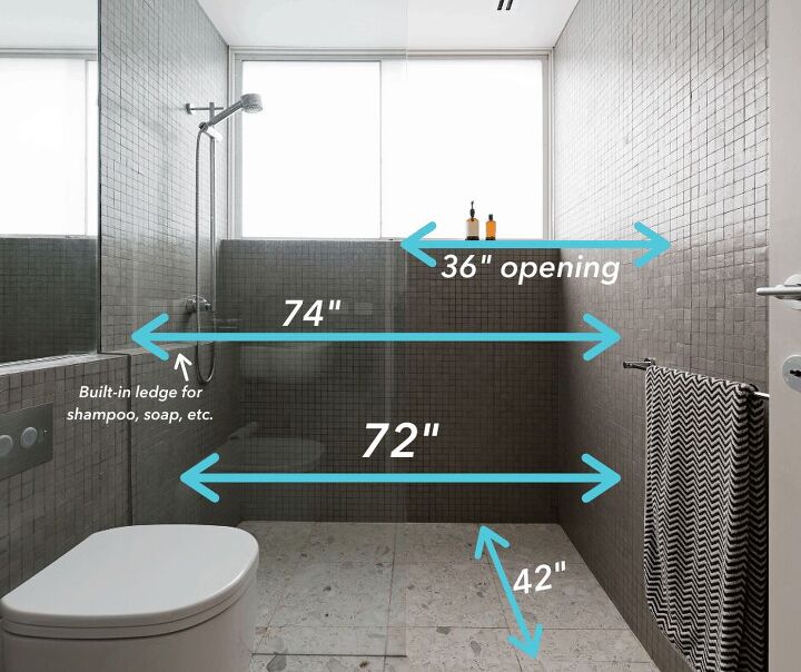 standard walk in shower dimensions with photos