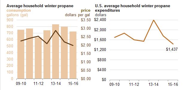 On average, a US household will consume at least 700 gallons of propane every winter. Source: US Energy Information Administration