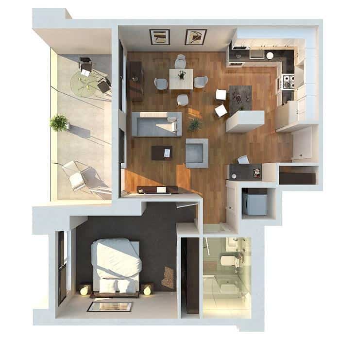 One Bedroom Apartment Floor Plans With