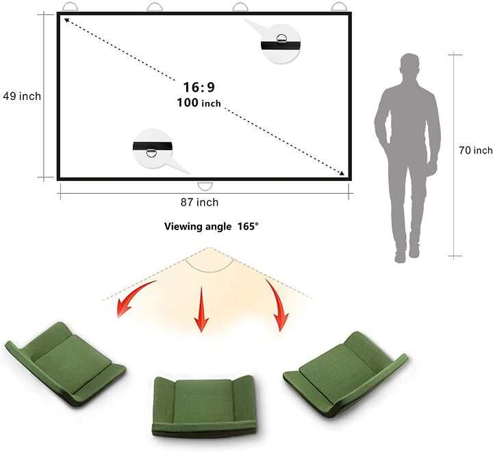 100-Inch Projector Screen Dimensions (with Drawings) | Upgradedhome.com