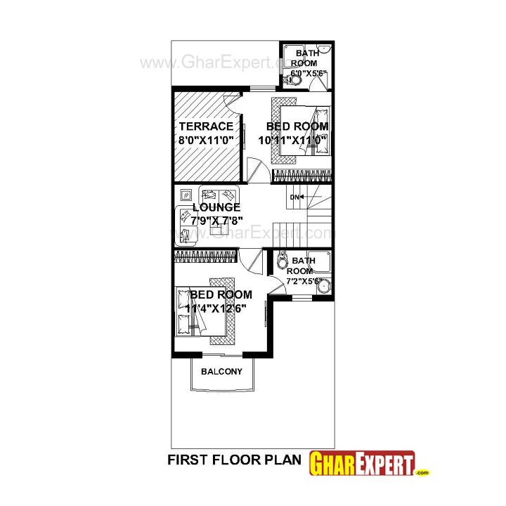 Source: "House Plan for 20 Feet by 50 Feet: Plan Code GC 1683" by GharExpert (Upper Floor)