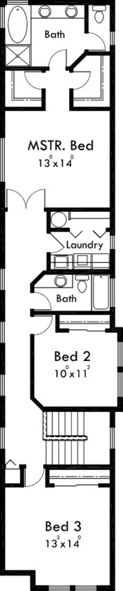 Source: "Narrow Lot House Plans: Plan 10133" by houseplans.pro (Main Floor)