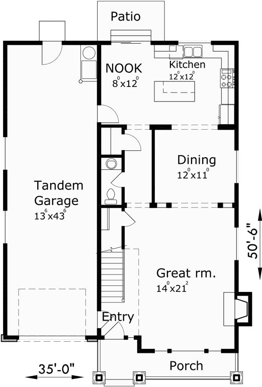 "House with Tandem Garage: Plan 10103" by Houseplans.Pro