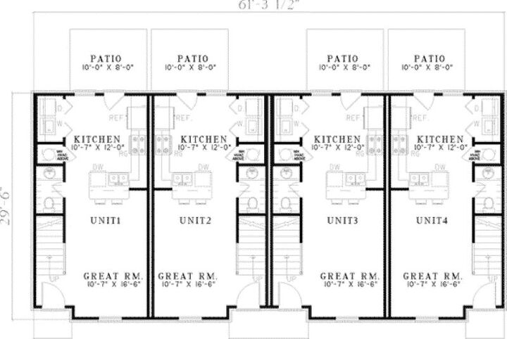 Source: "Donoho Place Two-Story Fourplex: HOUSE PLAN #592-055D-0401" by Houseplansandmore.com