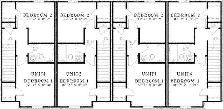 Source: "Donoho Place Two-Story Fourplex: HOUSE PLAN #592-055D-0401" by Houseplansandmore.com  (second floor)