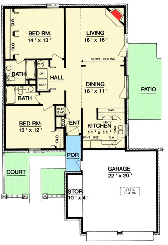 Source: "Plan 55167BR: 2 Bed Home Great for Zero Lot Line Plots" by Architectural Designs