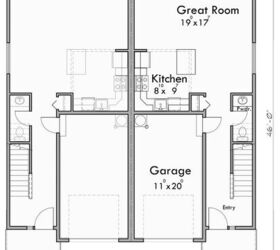 Source: "Duplex house plan zero lot line townhouse D-637" by Houseplans.pro (First Floor)