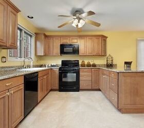 what color granite goes with oak cabinets and black appliances