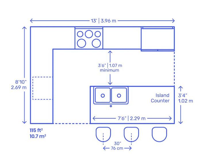 standard kitchen island dimensions with photos